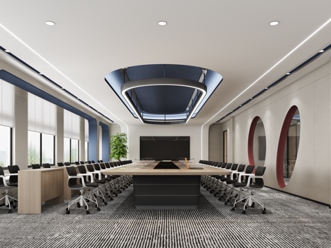  现代办公会议室3d模型 