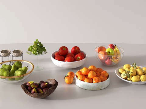  现代水果 食物 苹果 葡萄 橙子3d模型 