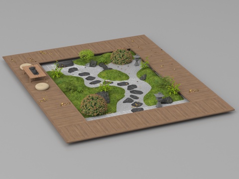  庭院景观 景观小品3d模型 