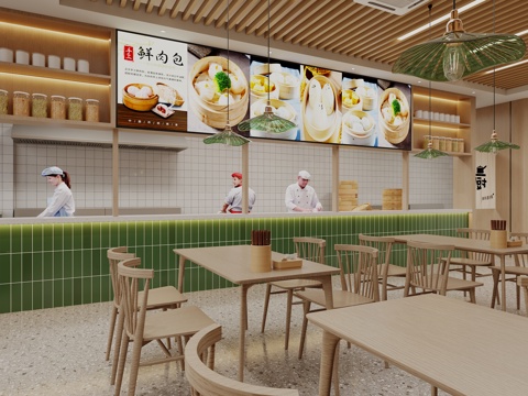  现代风格港式茶餐厅3d模型 