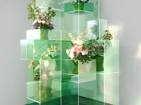  现代艺术玻璃装置3d模型 