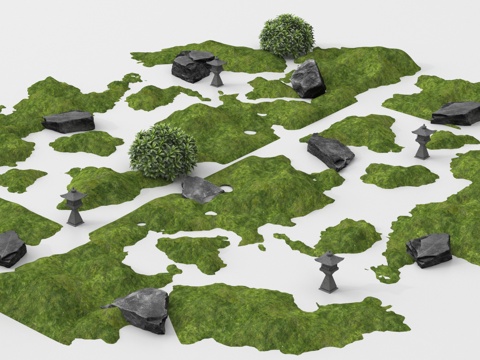  苔藓造景 植物堆 微地形 小山丘3d模型 