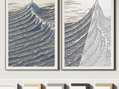  现代装饰画 艺术挂画 长条挂画 立体挂画 抽象挂画3d模型 