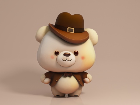  熊 卡通形象 白熊 牛仔 创意 动漫 艺术美陈 手办 摆件3d模型 