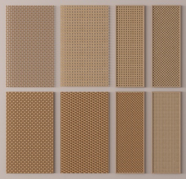  藤编装饰板 竹编隔断 藤编板3d模型 