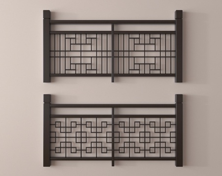 中式护栏 栅栏 围栏 栏杆3d模型 