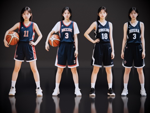  儿童 2D现代运动人 儿童运动 儿童篮球 篮球少女 运动人物su模型 