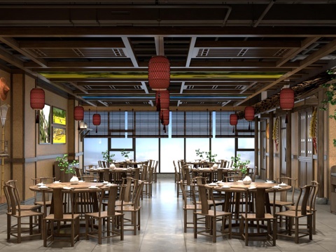  中餐厅3d模型 