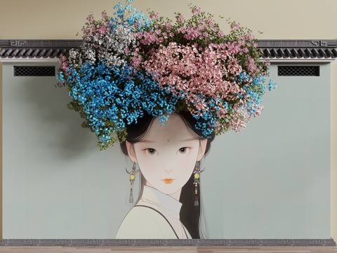  现代藤蔓花墙3d模型 
