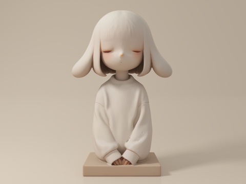  卡通雕像 人物 女孩 少女 女性 打印 艺术品 创意摆件 艺3d模型 