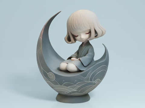  女孩 少女 坐姿 创意摆件 艺术品 装饰 美陈 手办 摆件3d模型 