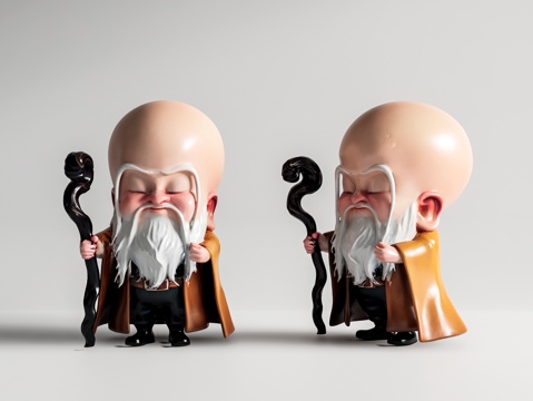  现代雕塑摆件 哪吒 无量仙翁 哪吒之魔童闹海 手办 玩具su模型 