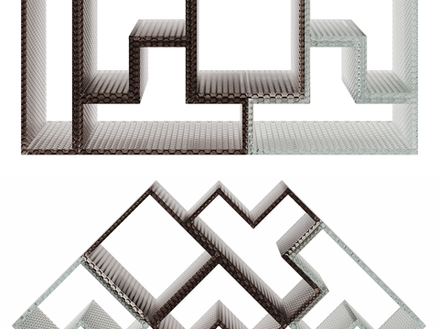  现代意式极简装饰书架3d模型 