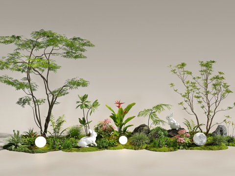  现代室内景观 景观造景 植物景观 庭院景观 景观树 植物堆3d模型 