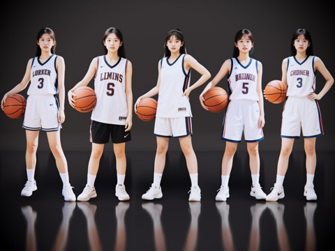  儿童 2D现代运动人 儿童运动 儿童篮球 篮球少女 运动人物su模型 