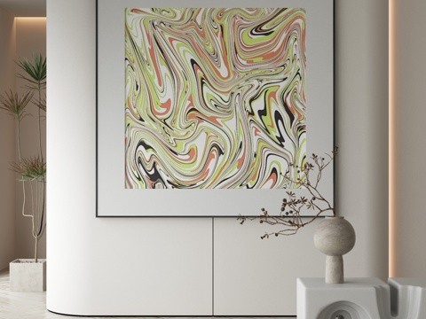  现代侘寂挂画 油画3d模型 