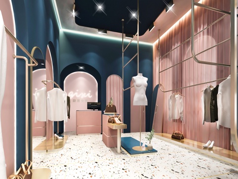  简欧服装店3d模型 