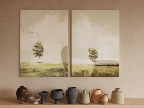  现代侘寂挂画 油画3d模型 