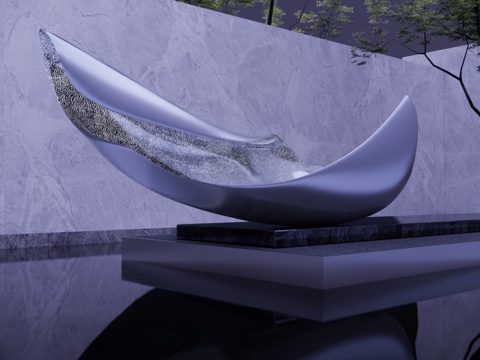 现代雕塑小品 有水景 抽象su模型 