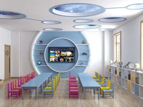  现代幼儿园 科学探究教室 幼儿园教室 创客教室 科探室3d模型 