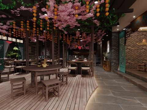  中式汉风餐厅3d模型 