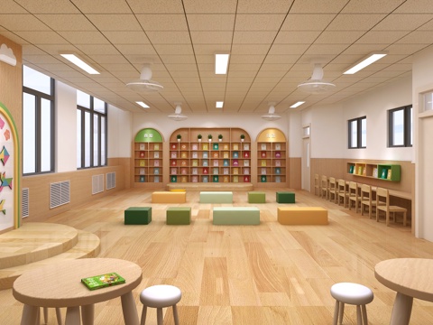  幼儿园阅读室3d模型 