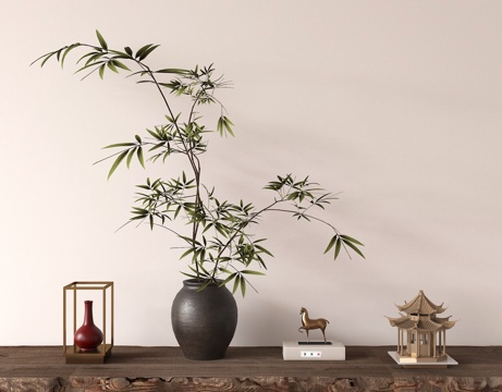  花艺盆栽 绿植盆栽 摆件 陶罐花瓶3d模型 