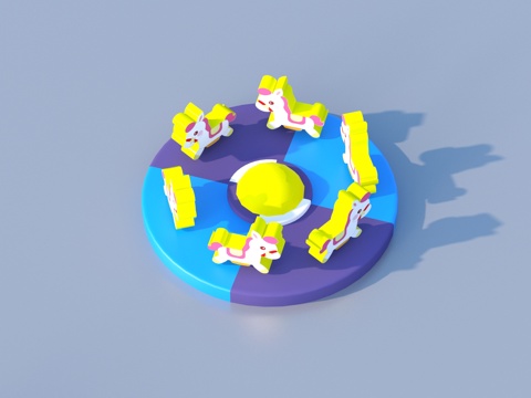  卡通玩具 儿童乐园转转乐 旋转木马3d模型 