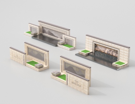  小区景墙 庭院景墙3d模型 