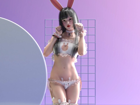  游戏女角色兔子 女人女性 美女人物 cos动漫女生 可爱小姐3d模型 