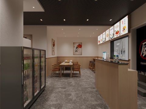  新中式餐厅3d模型 