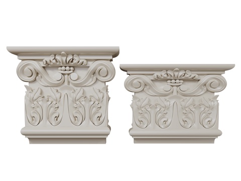  法式柱头 雕花柱头 罗马柱柱头 石膏柱头su模型 