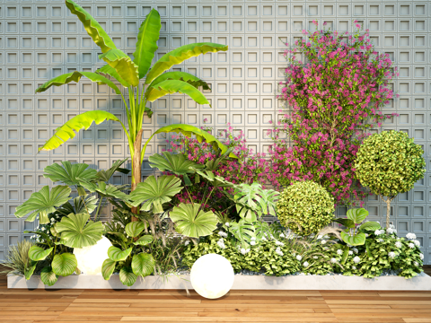  植物组合 绿植堆 植物花箱盆栽su模型 