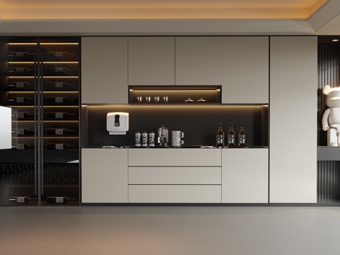  现代酒柜 餐边柜su模型 