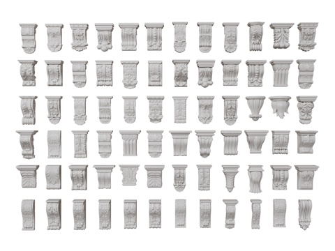  法式柱头 雕花柱头 罗马柱柱头 石膏柱头su模型 
