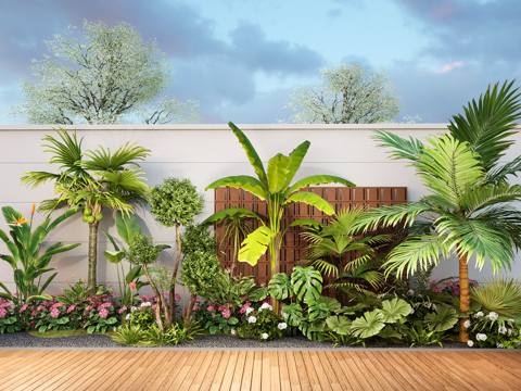  现代庭院景观小品 园林景观 植物造景 植物堆 植物组合su模型 