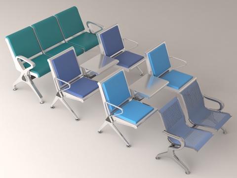  公共场所家具 户外休闲座椅 金属框架座椅3d模型 