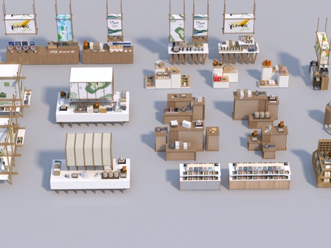  文创展台  展台组合3d模型 