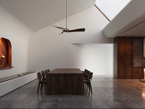  国外极简餐厅 别墅餐厅 开放式厨房 餐厅厨房 吧台厨房3d模型 
