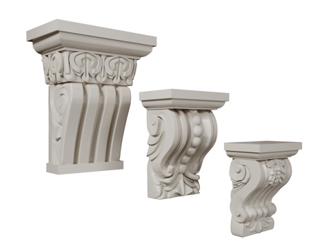  法式柱头 雕花柱头 罗马柱柱头 石膏柱头su模型 