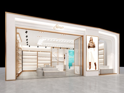  现代简约鞋店3d模型 