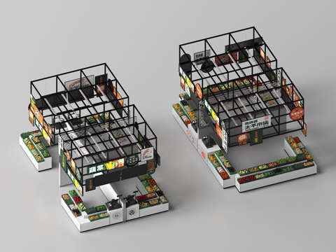  农贸市场菜台3d模型 