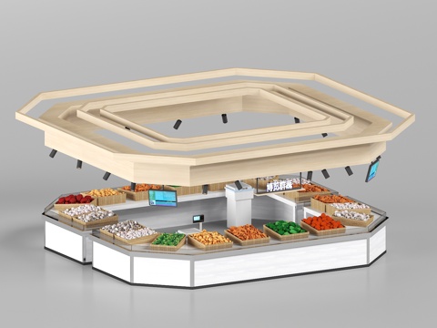  农贸市场菜台3d模型 