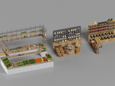  农贸市场菜台3d模型 