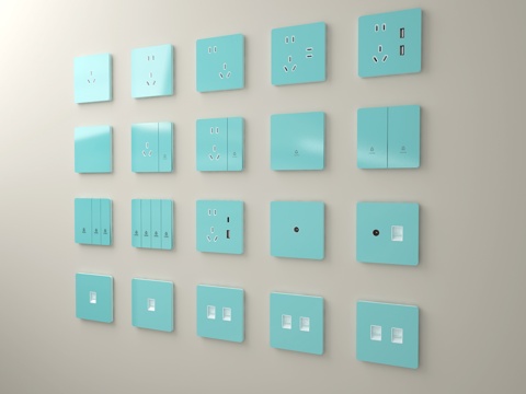  现代开关插座组合 空调开关 智能开关3d模型 