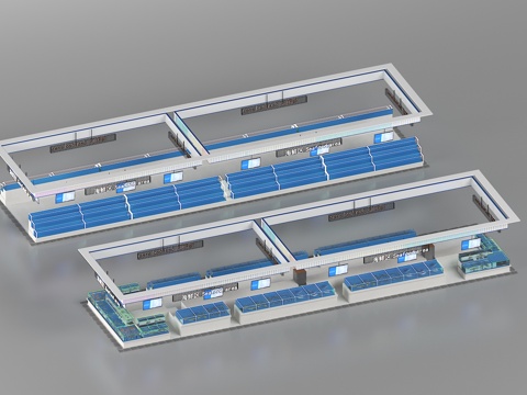  农贸市场菜台3d模型 