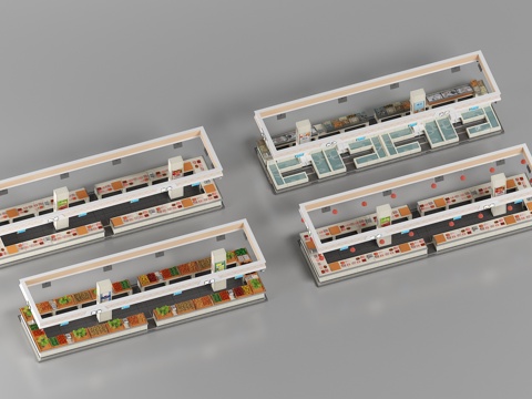  农贸市场菜台3d模型 