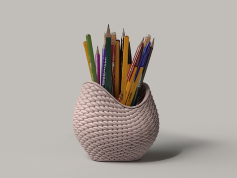  现代塑料编织笔筒铅笔3d模型 