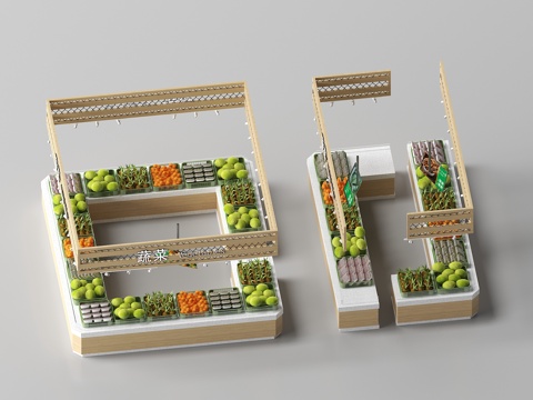  农贸市场菜台3d模型 
