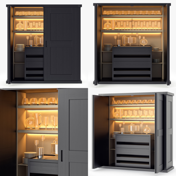  Maxalto储物柜 餐边柜 备餐柜 茶水柜su模型 
